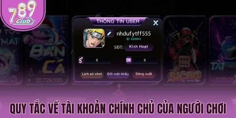 Quy tắc về tài khoản chính chủ của người chơi